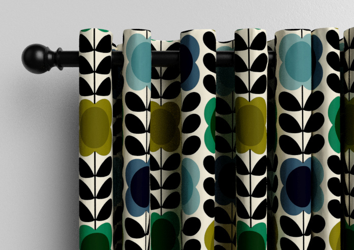 Orla Kiely Spot Flower Stem, Blue & Green - Made to Measure Curtains - Image 12